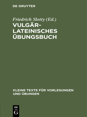 cover image of Vulgärlateinisches Übungsbuch